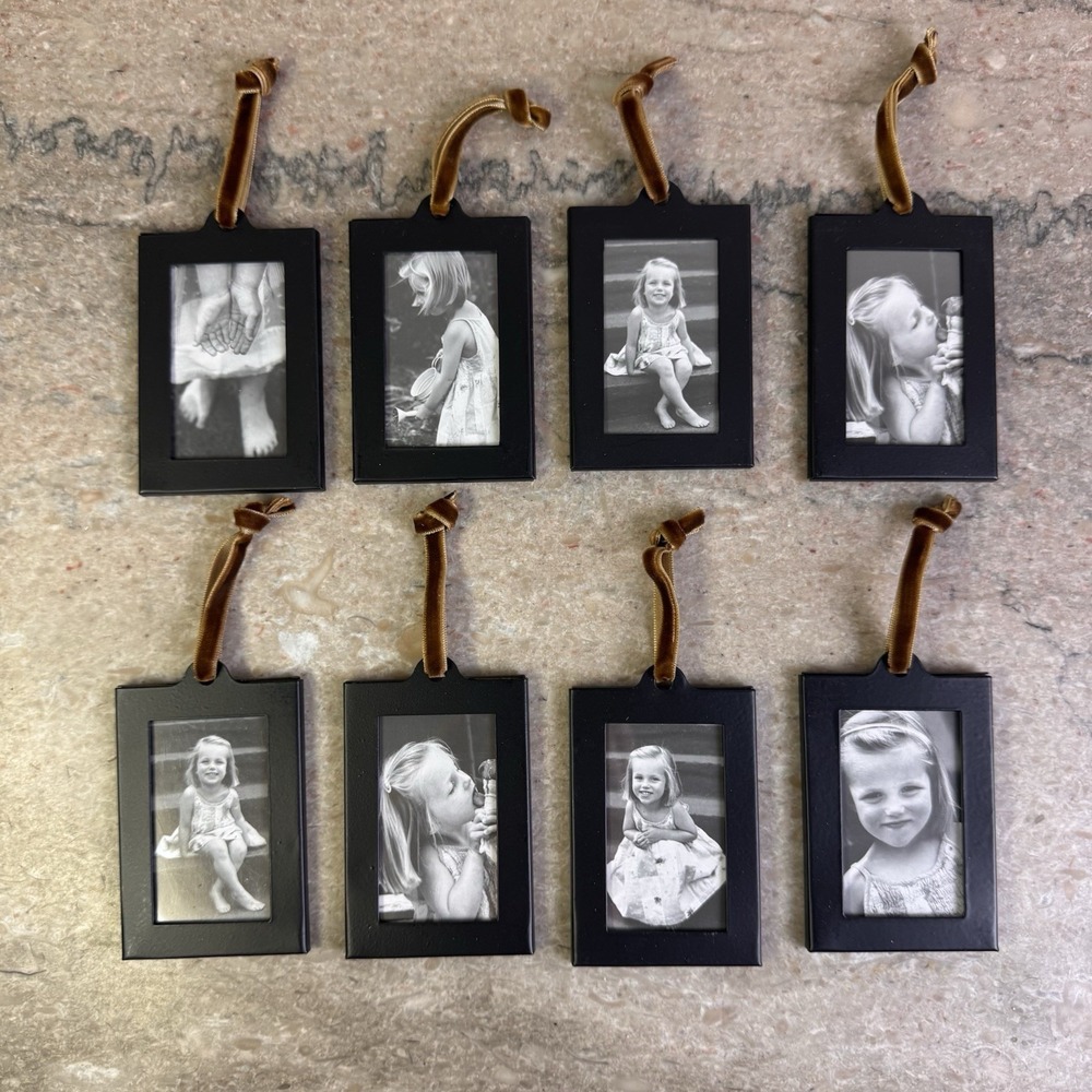 Hanging Picture Frame Ornaments - Set of 8 2X3 Black Hanging Photo Frame